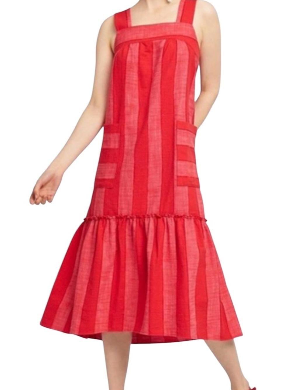 Mauve Bright Red & Red Striped Sleeveless Midi Dress Size Small - Picture 7 of 14